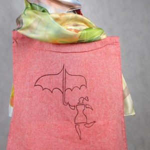 Torba bawełniana ręcznie malowana "Dziewczyna z parasolką".