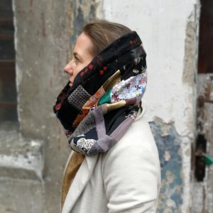 komin patchworkowy na podszewce