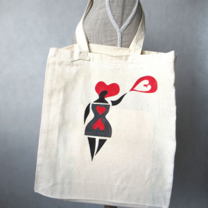 Torba  bawełniana ręcznie malowana "Kocham Zakupy" ecru