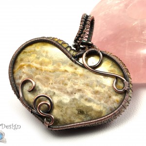 Jaspis brązowy, Miedziany wisior z jaspisem, ręcznie wykonany, prezent dla niej, prezent dla mamy, prezent urodzinowy, biżuteria autorska