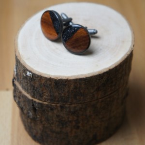 Drewniane spinki do mankietu z węglikiem krzemu