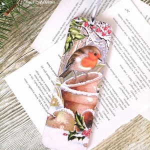 Zakładka do książki  - ptaszek, zima