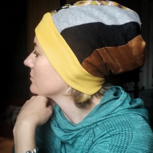 czapka damska patchworkowa smerfetka