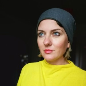 czapka damska patchworkowa smerfetka