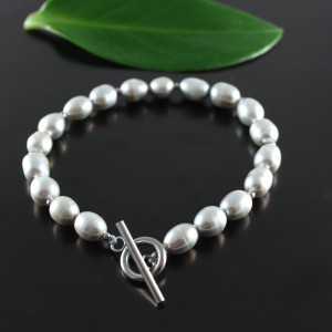 Bransoletka z szarych pereł naturalnych