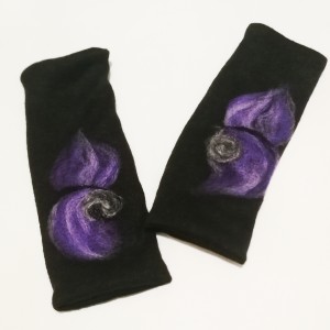 mitenki w kolorze czarnym filcowane wełna merynosów