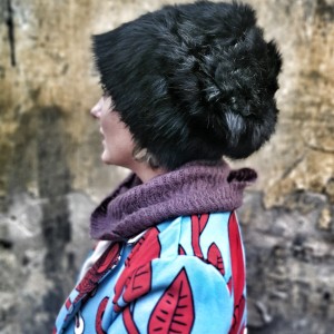 czapka futrzana damska handmade uszyta ze sztucznego futerka