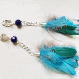 Klipsy długie wiszące pióra