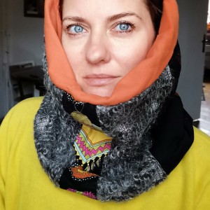 komin patchworkowy boho handmade kolorowy ciepły frida kahlo handmade