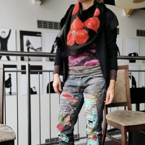 czarna chusta handmade wełniana handmade