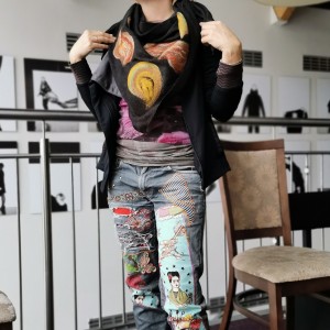 czarna chusta handmade wełniana handmade