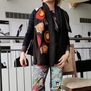 szal wełniany czarny