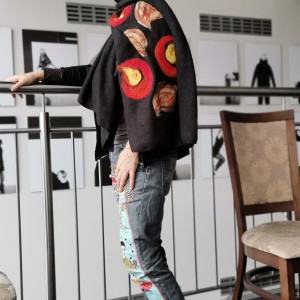 szal wełniany czarny