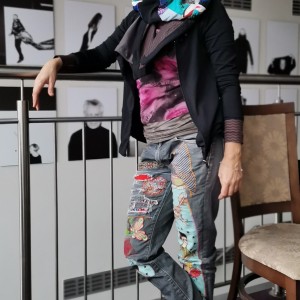 komin patchworkowy boho handmade kolorowy ciepły frida kahlo handmade