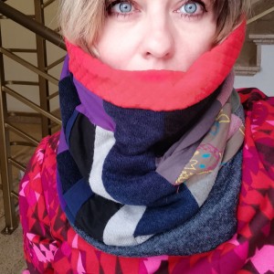 komin patchworkowy boho handmade kolorowy ciepły