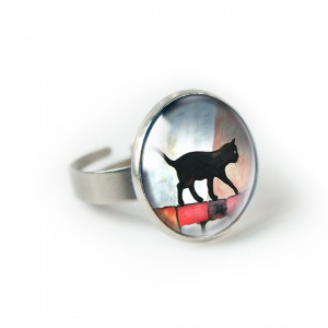 Black cat pierścionek