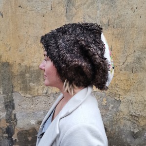 czapka futrzana damska szara handmade uszyta ze sztucznego futerka