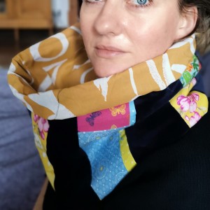 komin patchworkowy boho handmade kolorowy ciepły