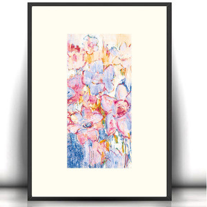 pastelowy plakat A4, łąka plakat, boho dekoracja do pokoju, kwiaty plakat 21x30