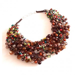 4616 brązowy naszyjnik kolia rękodzieło