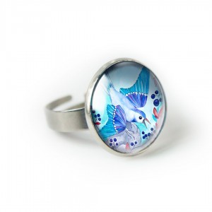 Bluebery bird pierścionek
