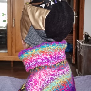 czapka dzianina na podszewce patchwork