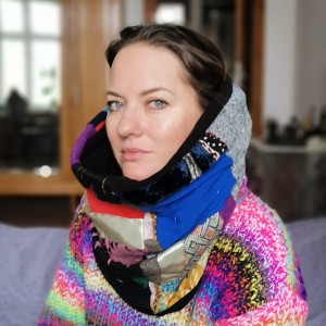 komin patchworkowy boho handmade kolorowy ciepły