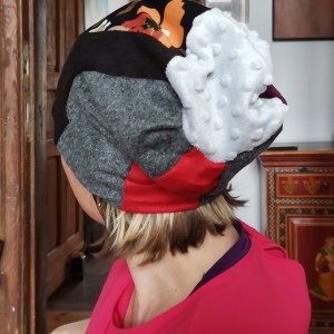 czapka damska patchworkowa smerfetka