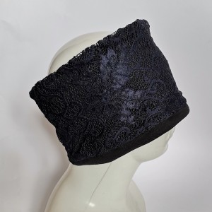 Opaska koronkowa granatowa na czerni