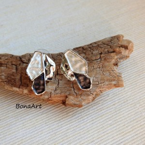 Kolczyki sztyfty "grafitowo-perłowe"