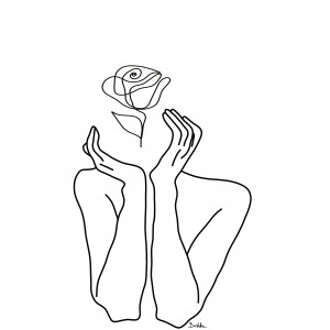 Dłonie i róża, grafika autorska, plik cyfrowy do pobrania, wydrukuj jak chcesz