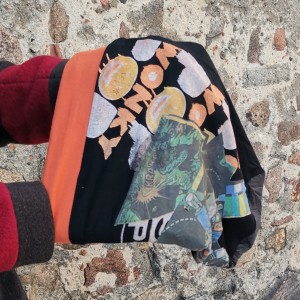 Czapka smerfetka szyta patchworkowo