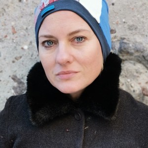 Czapka smerfetka szyta patchworkowo