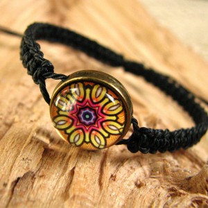 Bransoletka szkło i metal