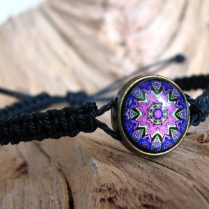 Bransoletka szkło i metal