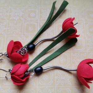 kolczyki wiszące etno kwiatowe boho