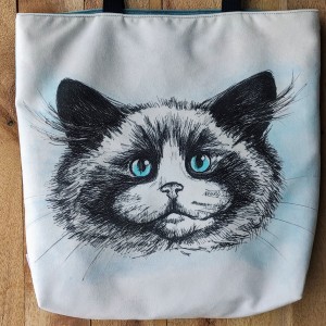 Torba welurowa z nadrukiem BIAŁY KOT