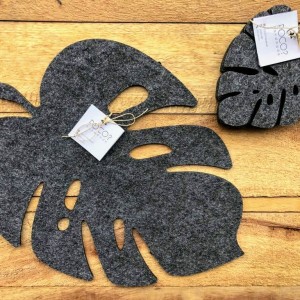 Podkładka filcowa liść Monstery - zestaw szary