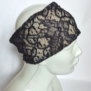 Opaska koronkowa granatowa na ecru