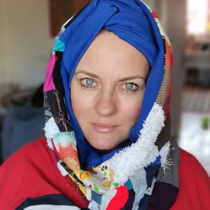 komin patchworkowy boho handmade kolorowy ciepły