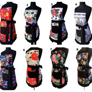 Fartuszek folkowy kuchenny elegancki kokarda