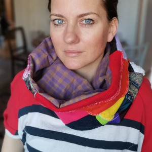 komin patchworkowy boho handmade kolorowy ciepły