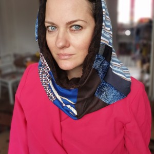 komin patchworkowy boho handmade kolorowy ciepły