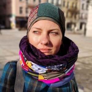 Czapka damska   patchworkowa