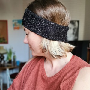 Czarna brokatowa opaska