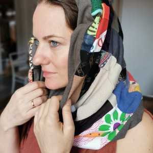 komin patchworkowy boho handmade kolorowy ciepły