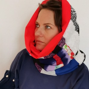 komin patchworkowy boho handmade kolorowy ciepły