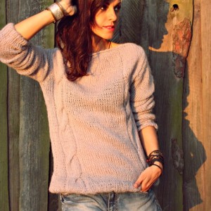 Szary sweter handmade moher