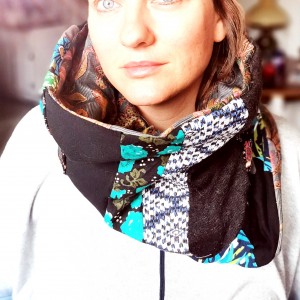 komin patchworkowy boho handmade kolorowy ciepły