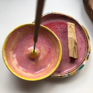 PALOLOPULI DUET podstaweczka pod kadzidełko wraz z talerzykiem